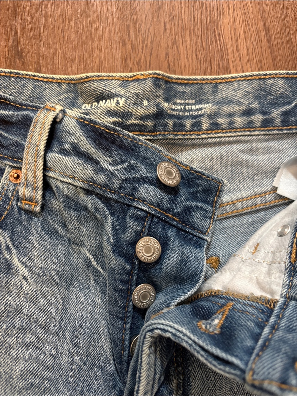 Old Navy Slouchy Straight High Rise Button Fly - Picture 3 of 4